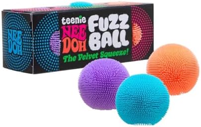 Schylling Teenie NeeDoh 3-Pack Mini Sensory Fuzz Balls with Velvet Texture and Soft Squish. Ages 3 and Up